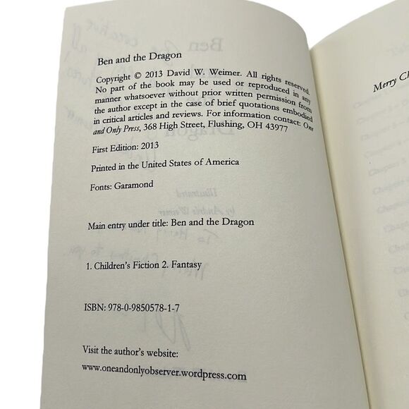 Ben and the Dragon David W. Weimer Paperback Signed Fantasy Fiction - Picture 5 of 9